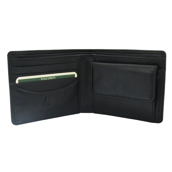 Amazon.com: VISCONTI Segesta Elastic Closure Bi Fold Real  8791 Visconti Heritage-7 Bifold Soft Thin Leather Wallet Gift Black